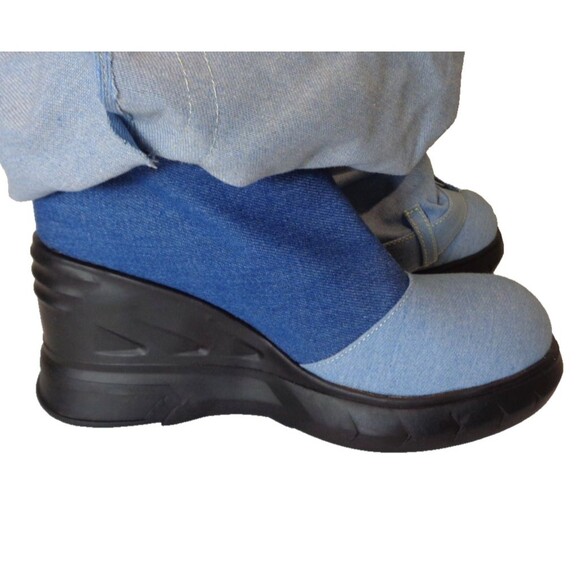 Blue Denim Knee High Boots Wide Calf Sz 9 Women's - Picture 8 of 14